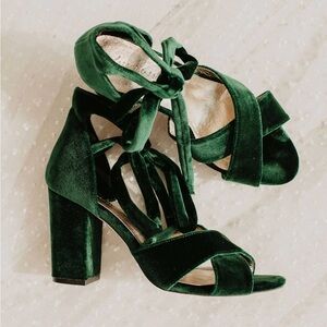 Emerald Green velvet heels - NIB